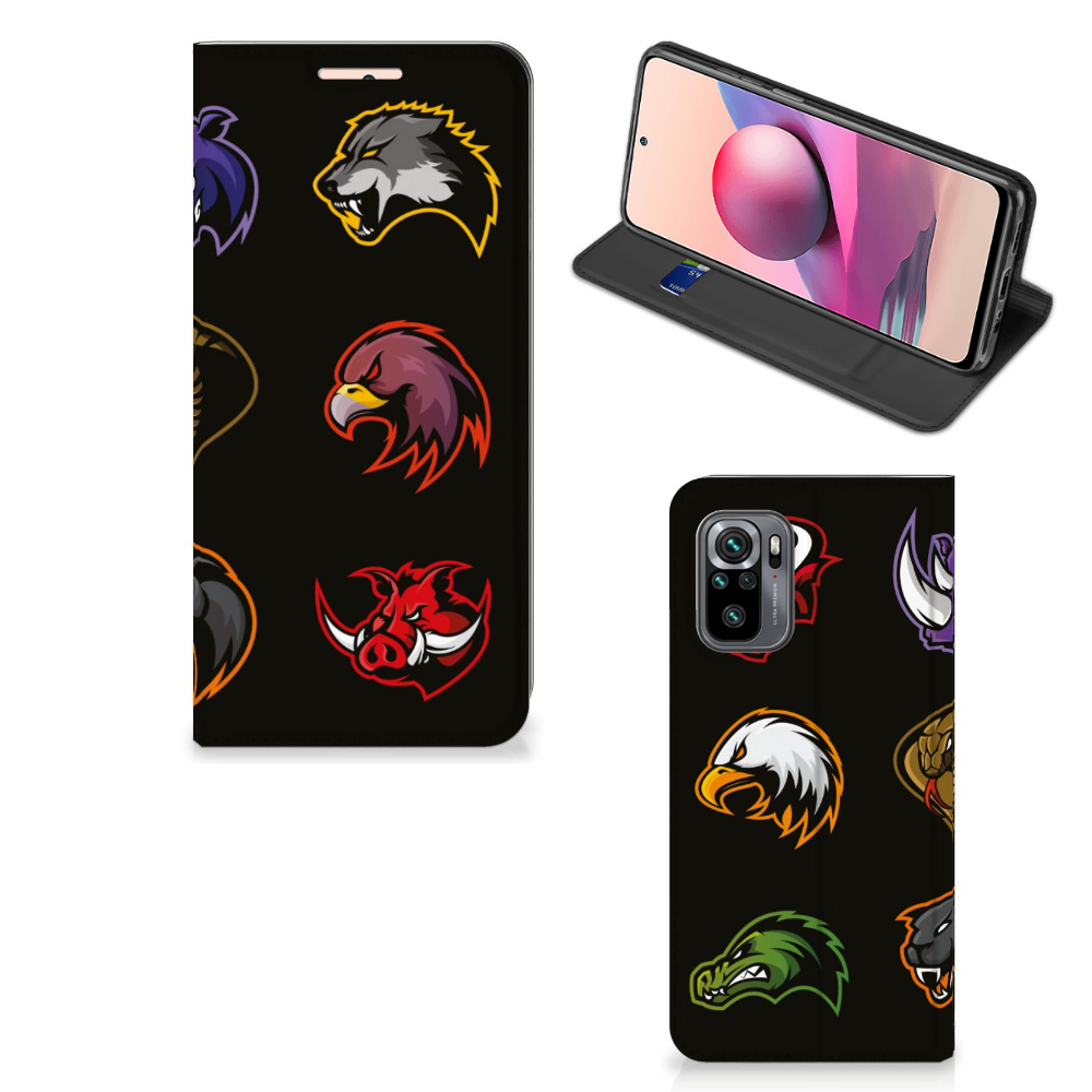 Xiaomi Redmi Note 10 4G | 10S | Poco M5s Magnet Case Cartoon design with various animal logos.