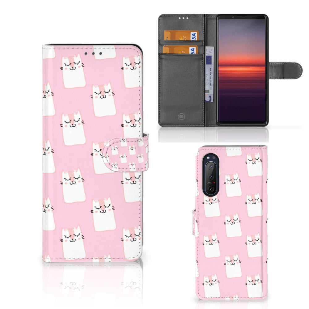 Sony Xperia 5II Telefoonhoesje met Pasjes Sleeping Cats