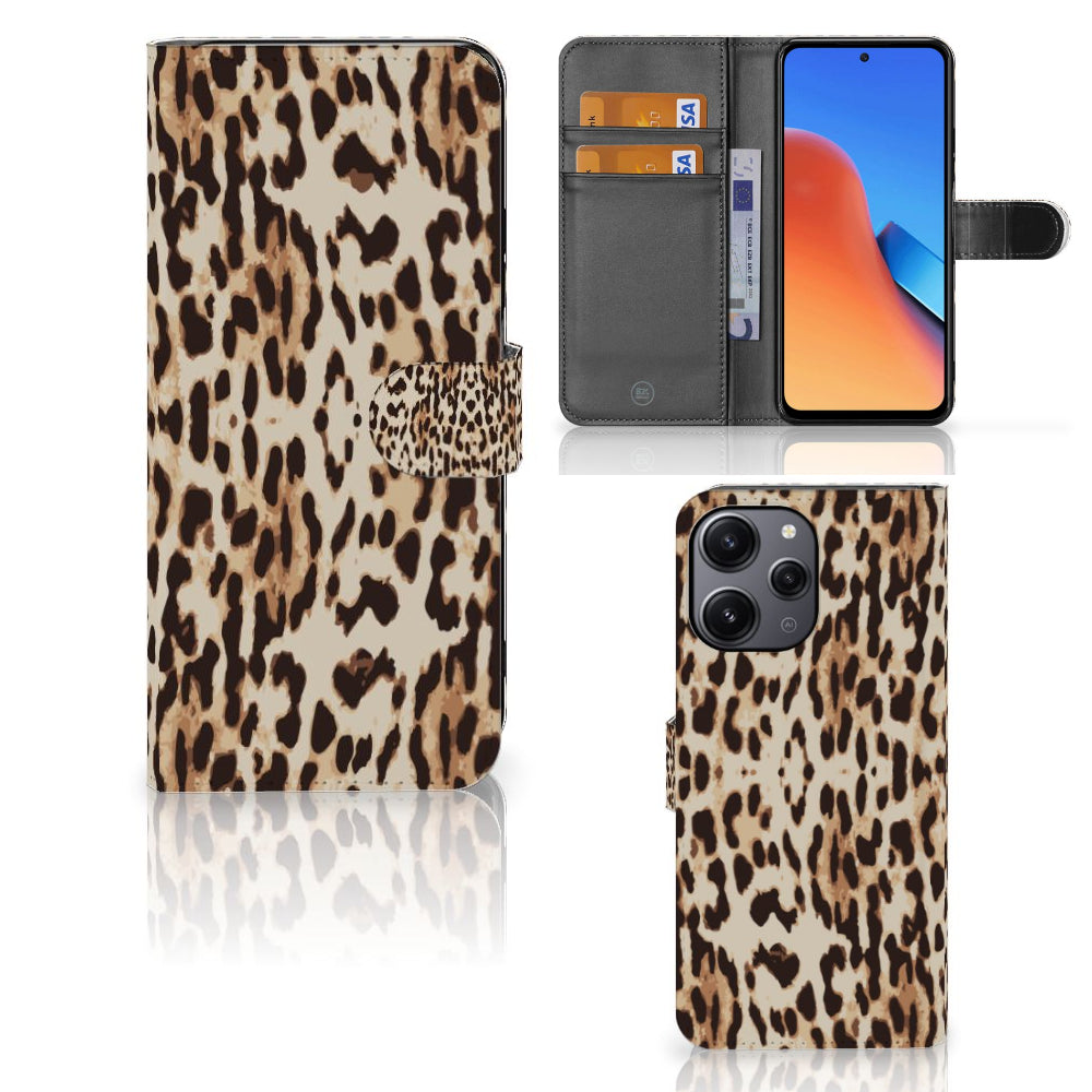 Xiaomi Redmi 12 Telefoonhoesje met Pasjes Leopard