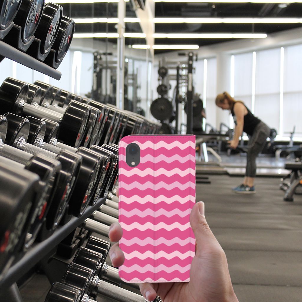 Apple iPhone Xr Hoesje met Magneet Waves Pink