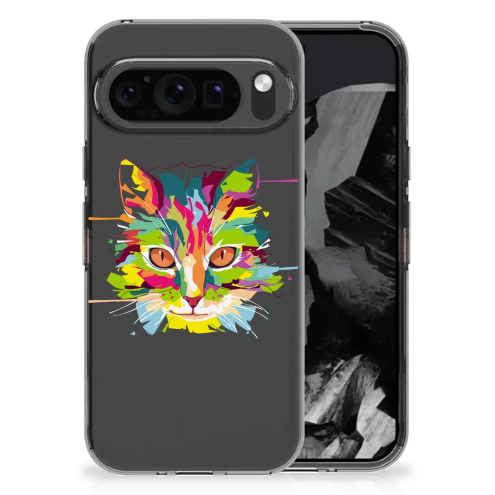 Google Pixel 9 Pro XL Telefoonhoesje met Naam Cat Color