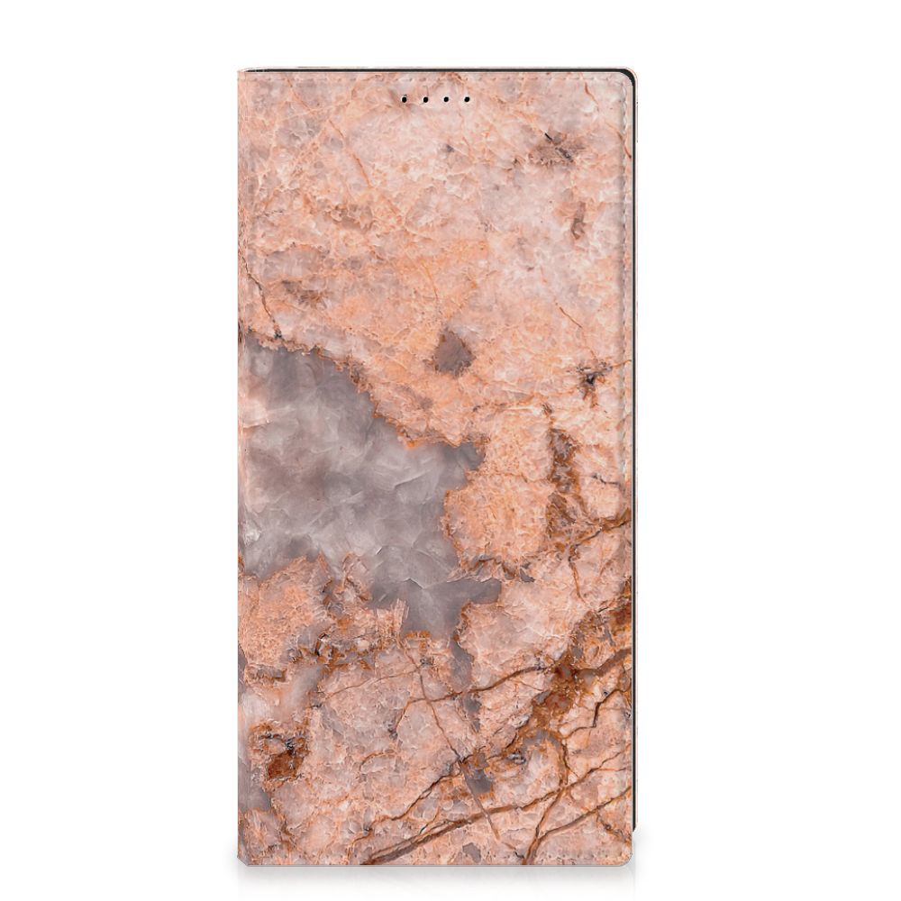 Samsung Galaxy S23 Ultra Standcase Marmer Oranje - B2C Telecom