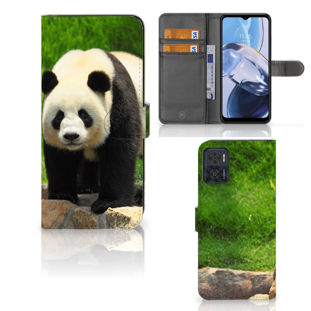 Motorola Moto E22 | E22i Telefoonhoesje met Pasjes Panda