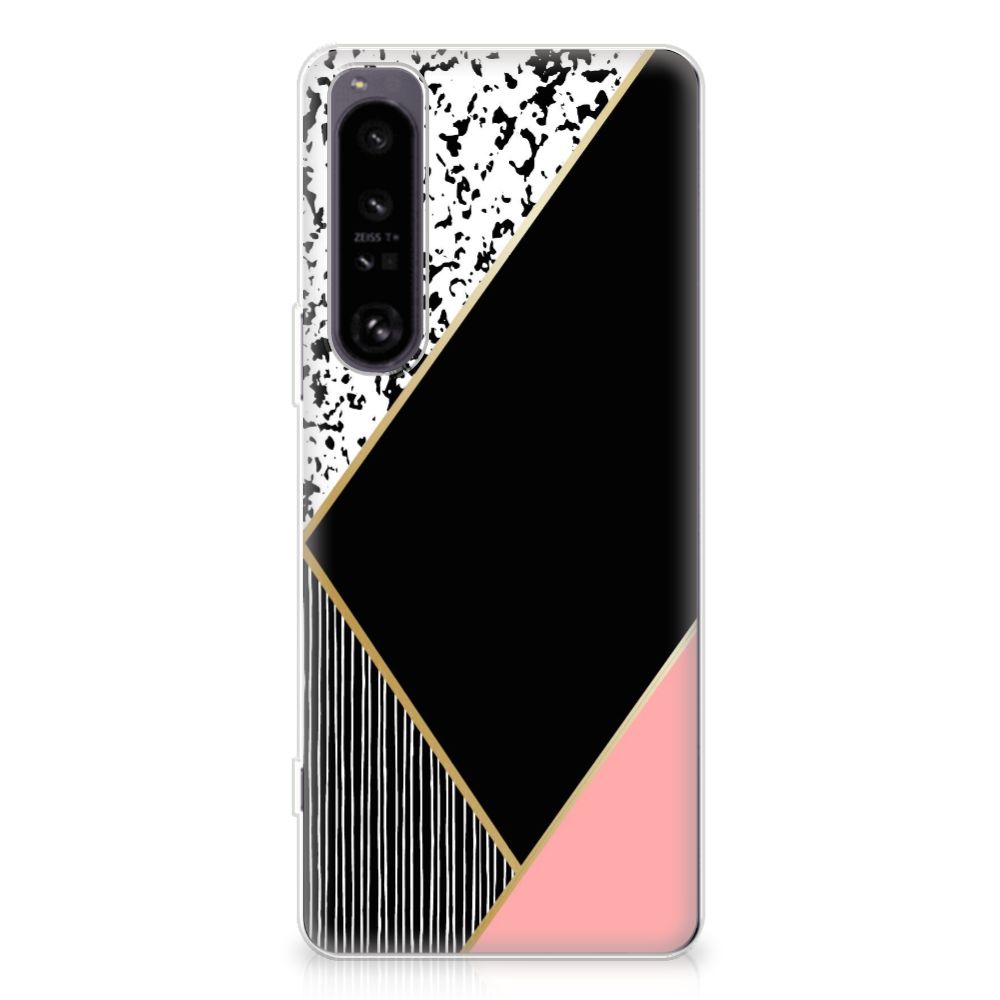 Sony Xperia 1 IV TPU Hoesje Zwart Roze Vormen B2C Telecom