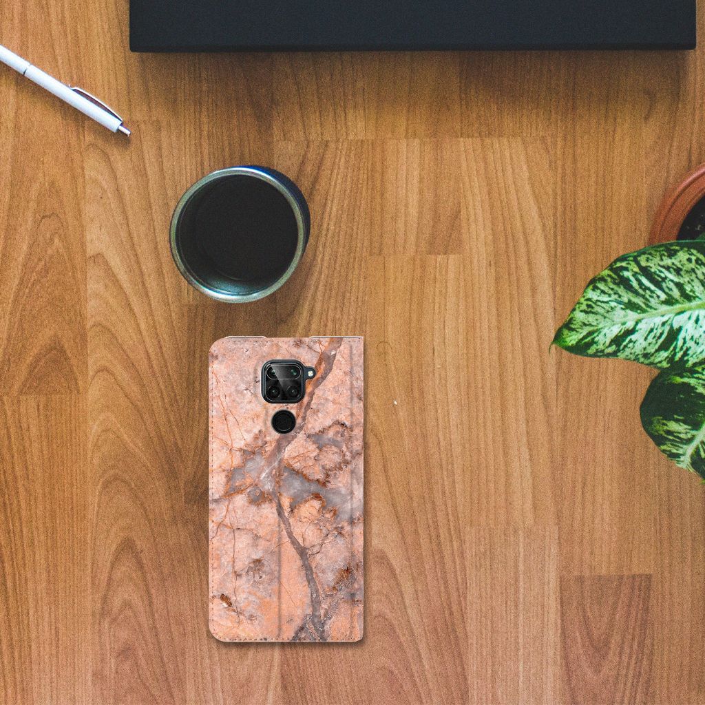 Xiaomi Redmi Note 9 Standcase Marmer Oranje - B2C Telecom