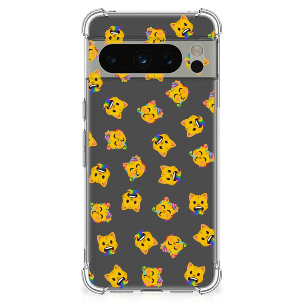 Doorzichtige Silicone Hoesje voor Google Pixel 8 Pro Katten Emojis B2C Telecom