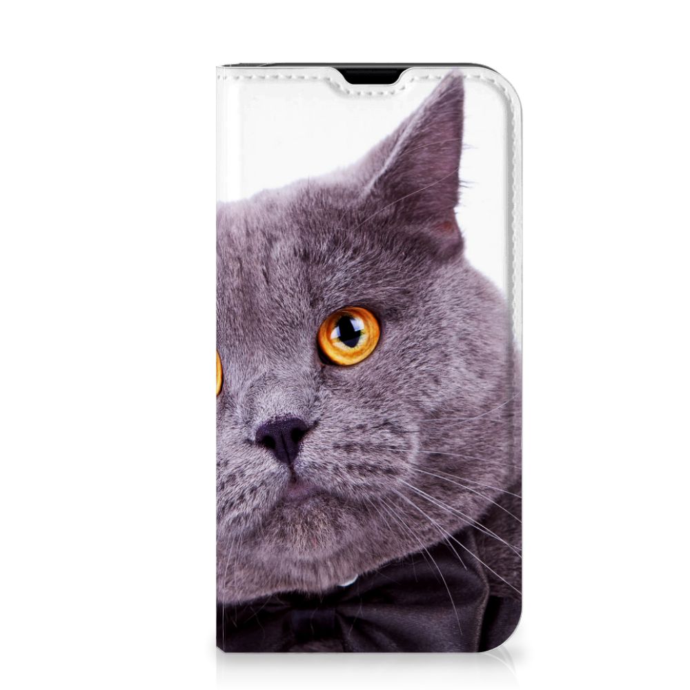 iPhone 13 Mini Hoesje maken Kat met een grijze kat in een kostuum, perfect voor dierenliefhebbers.