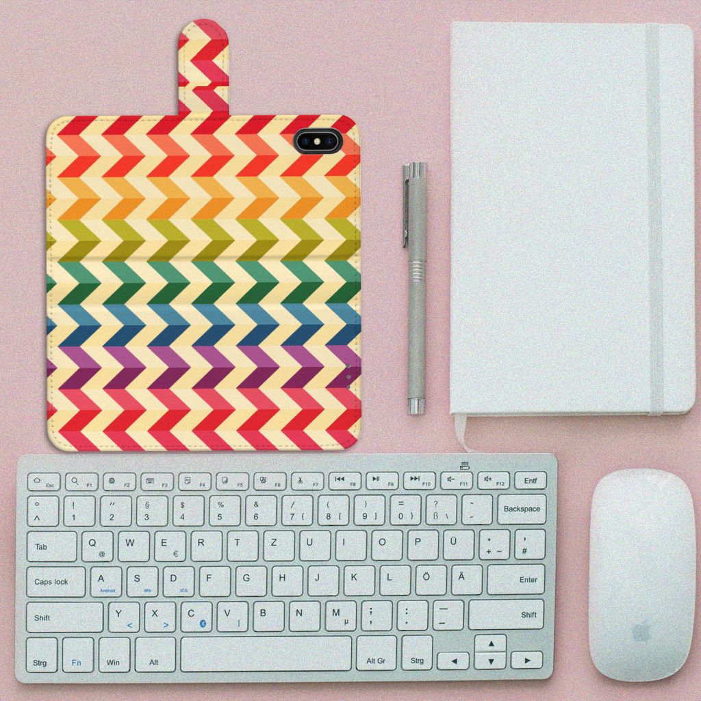 Apple iPhone Xs Max Telefoon Hoesje Zigzag Multi Color