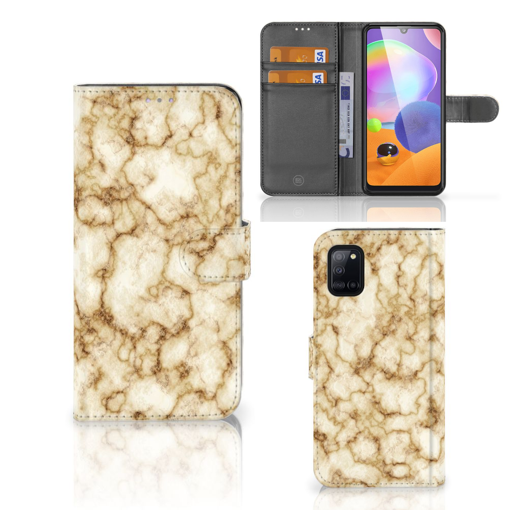 Samsung Galaxy A31 Bookcase Marmer Goud