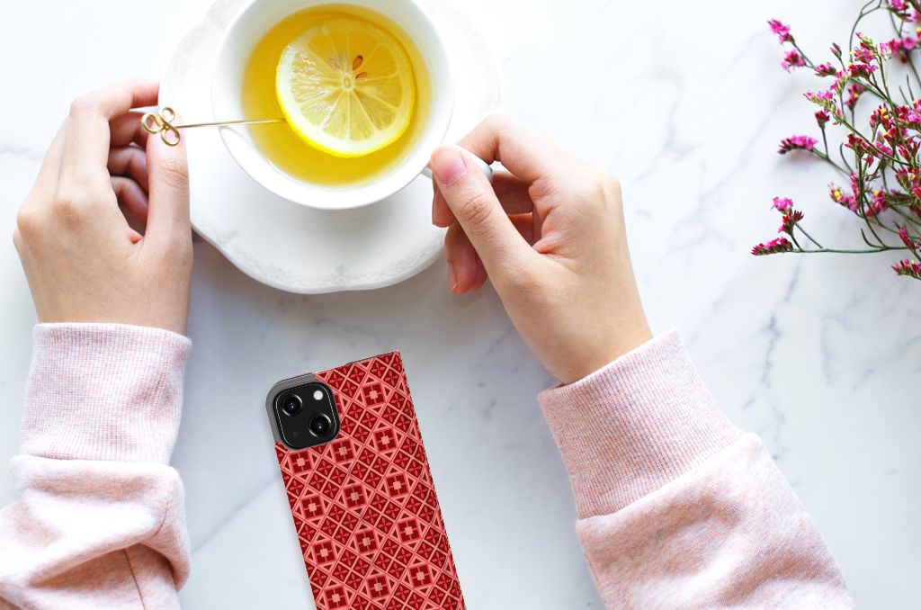 iPhone 13 Mini Hoesje met Magneet Batik Rood - B2C Telecom