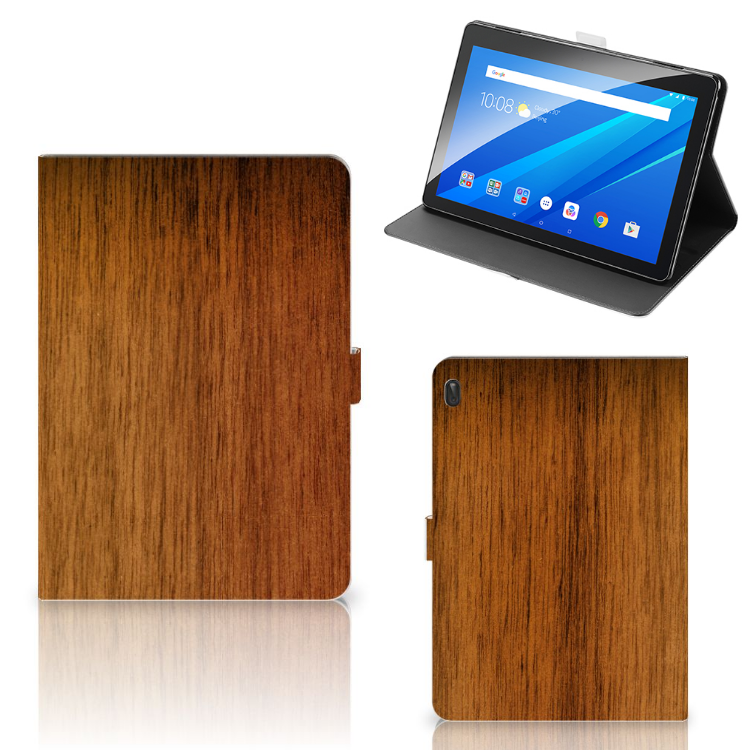 Lenovo Tab E10 Tablet Book Cover Donker Hout