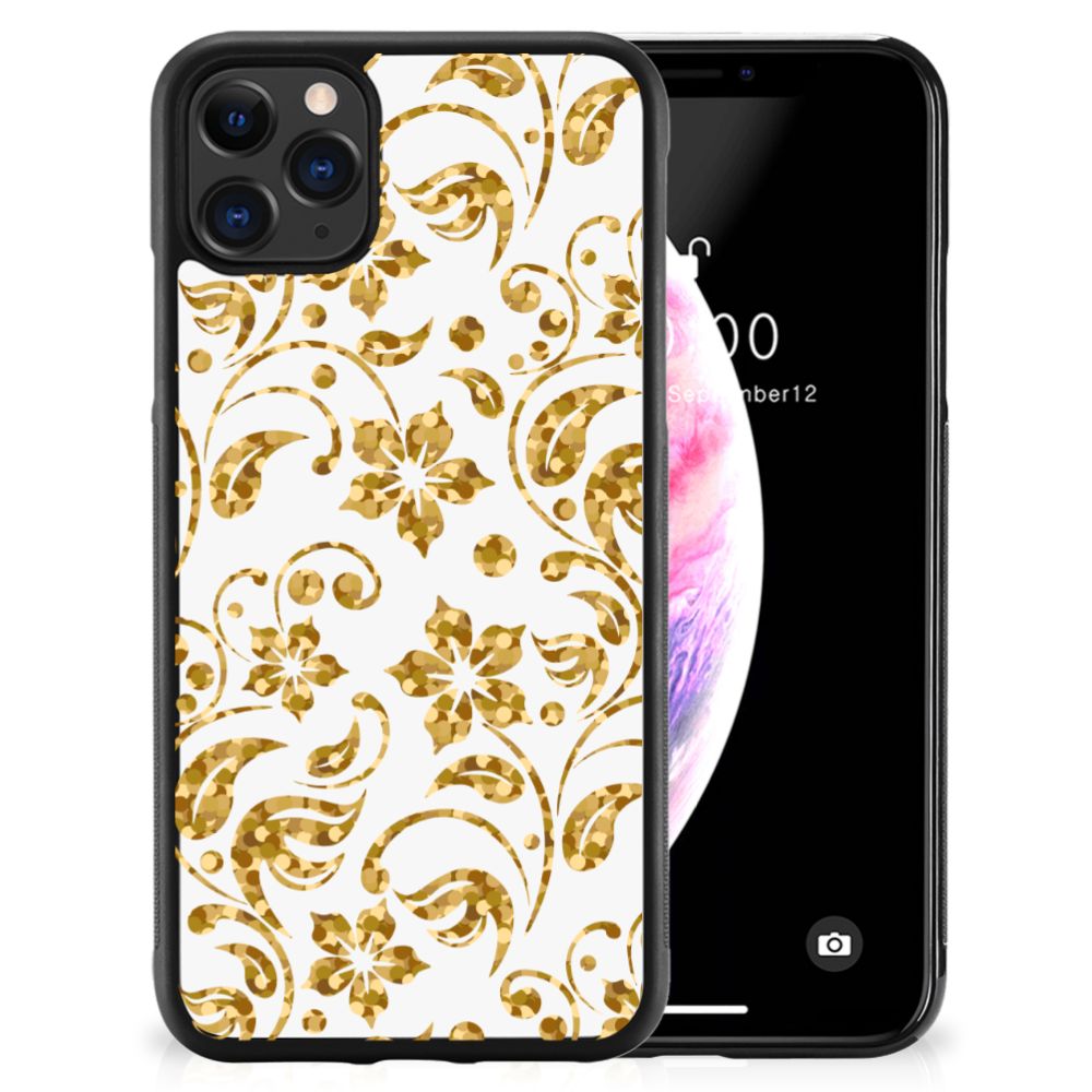 Apple iPhone 11 Pro Max Skin Case Gouden Bloemen B2C Telecom