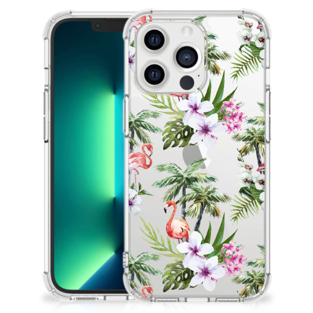 iPhone 13 Pro Max Case Anti-shock Flamingo Palms met tropisch design en flamingo's đ´.