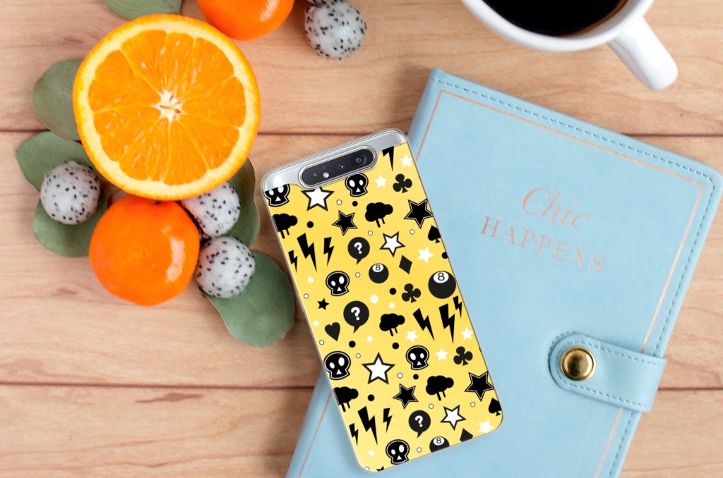 Silicone Back Case Samsung Galaxy A80 Punk Geel