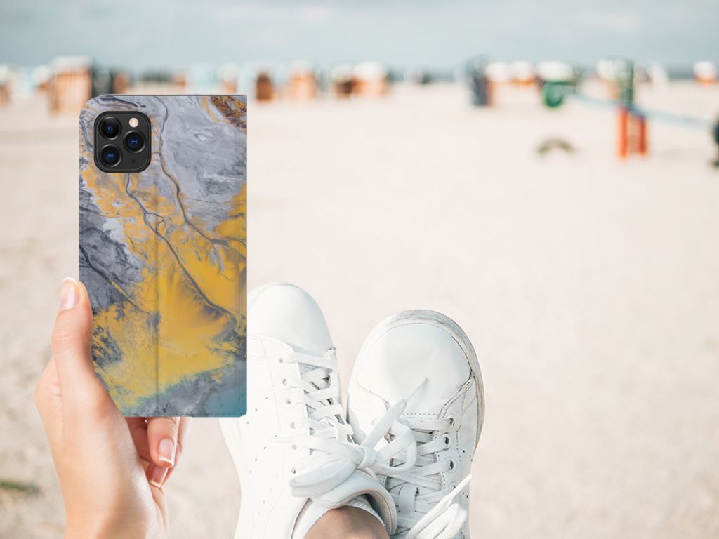 Apple iPhone 11 Pro Max Standcase Marble Blue Gold