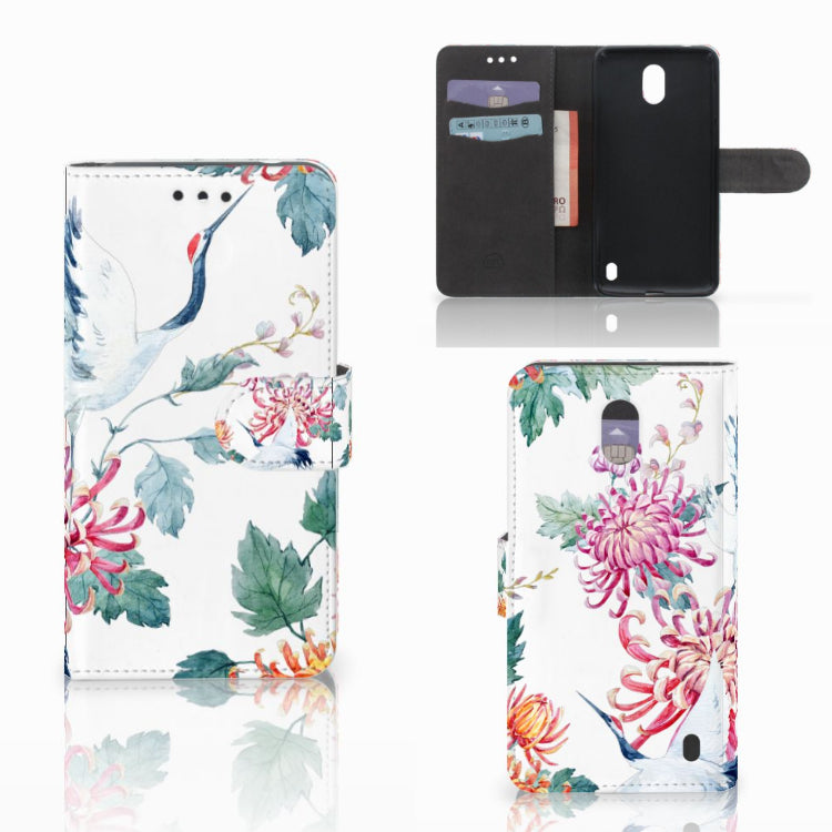 Nokia 2 Telefoonhoesje met Pasjes Bird Flowers