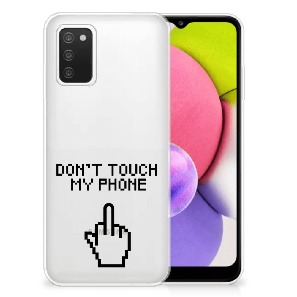 Samsung Galaxy A03S Silicone-hoesje Finger Don't Touch My Phone B2C Telecom