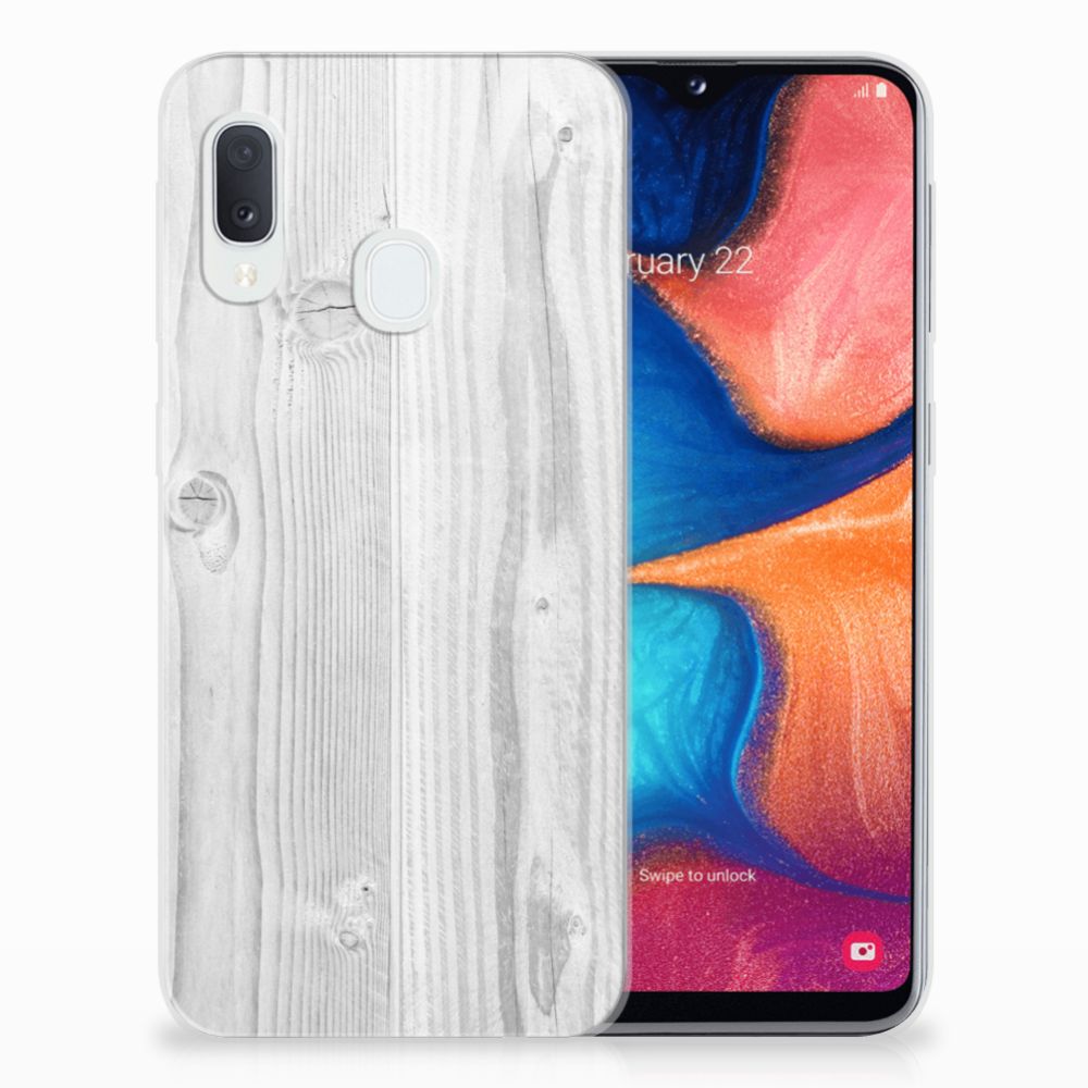 Samsung Galaxy A20e Bumper Hoesje White Wood