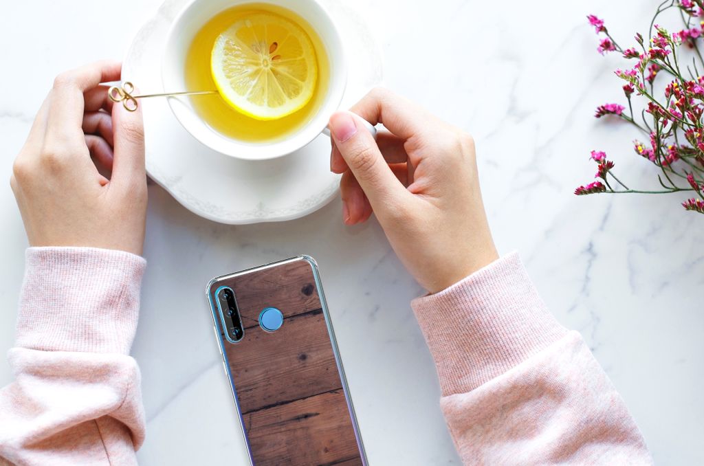 Huawei P30 Lite Stevig Telefoonhoesje Old Wood