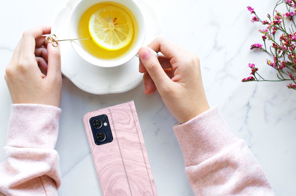 OPPO Find X5 Lite | Reno7 5G Standcase Marble Pink - Origineel Cadeau Vriendin - B2C Telecom