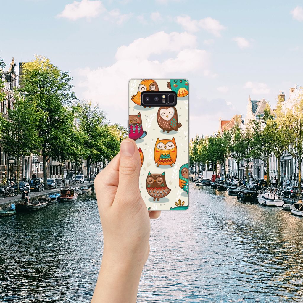 Samsung Galaxy Note 8 TPU Hoesje Vrolijke Uilen