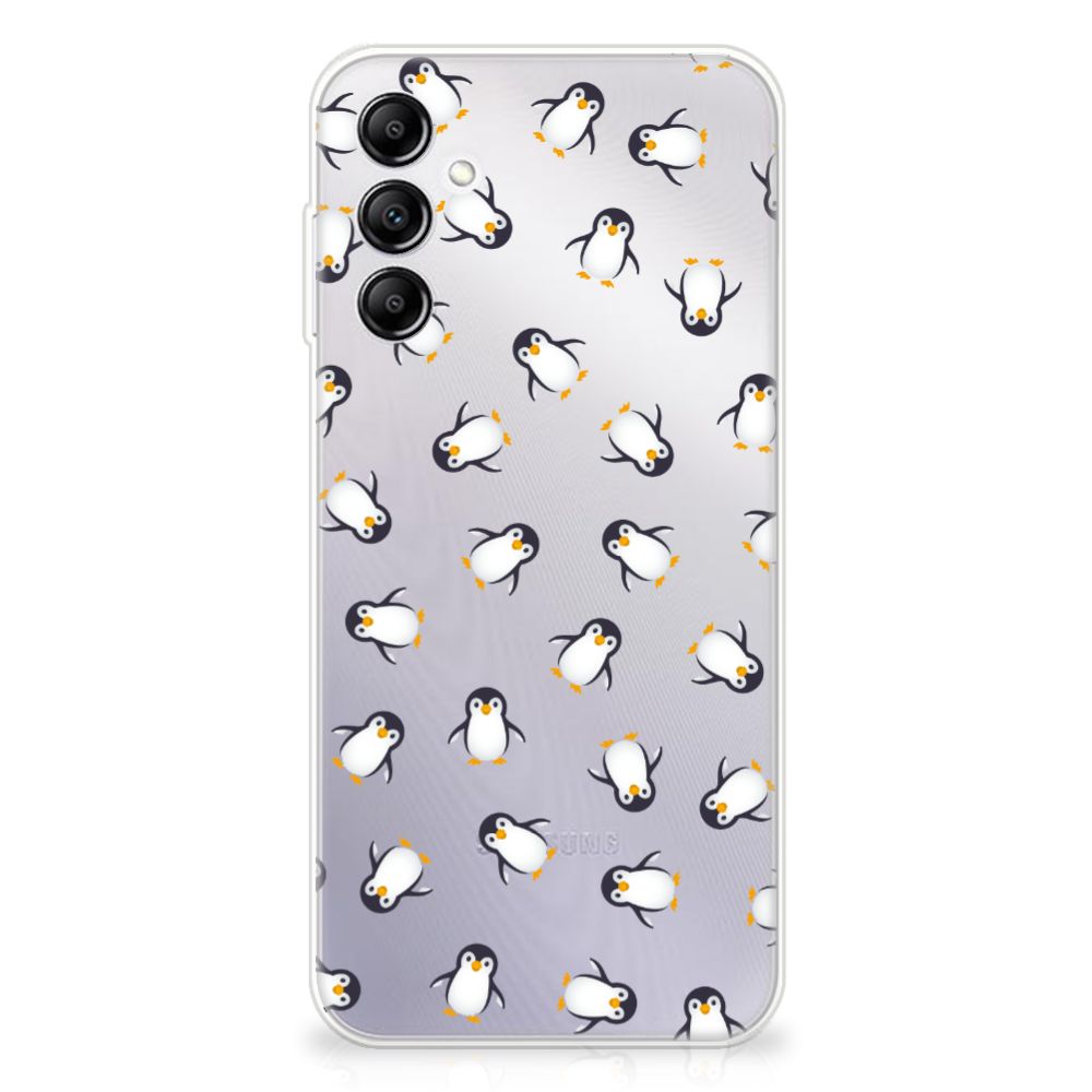 TPU bumper voor Samsung Galaxy A14 5G Pinguïn met schattige pinguïnpatroon op een transparante achtergrond.