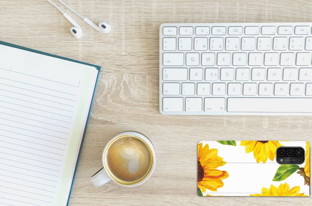 Smart Cover voor OPPO A54 5G | A74 5G | A93 5G Zonnebloemen - B2C Telecom