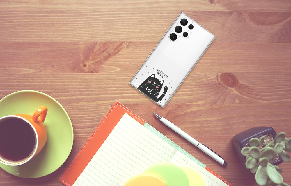 Samsung Galaxy S22 Ultra Telefoonhoesje met Naam Cat Good Day B2C Telecom