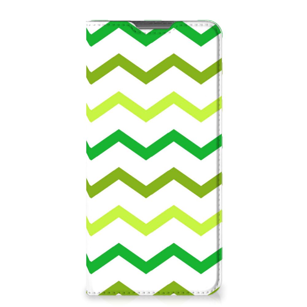 Motorola Moto G52 | Moto G82 Hoesje met Magneet Zigzag Groen - B2C Telecom