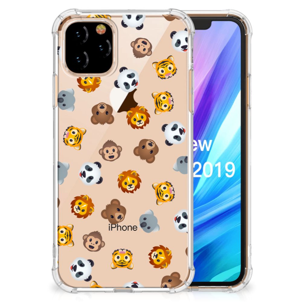 Doorzichtige Silicone Hoesje voor Apple iPhone 11 Pro Dieren Emojis B2C Telecom