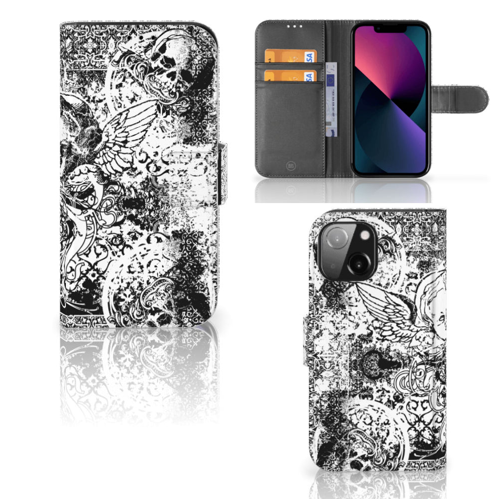 Telefoonhoesje met Naam iPhone 13 Mini Skulls Angel