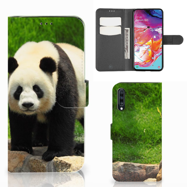Samsung Galaxy A70 Telefoonhoesje met Pasjes Panda