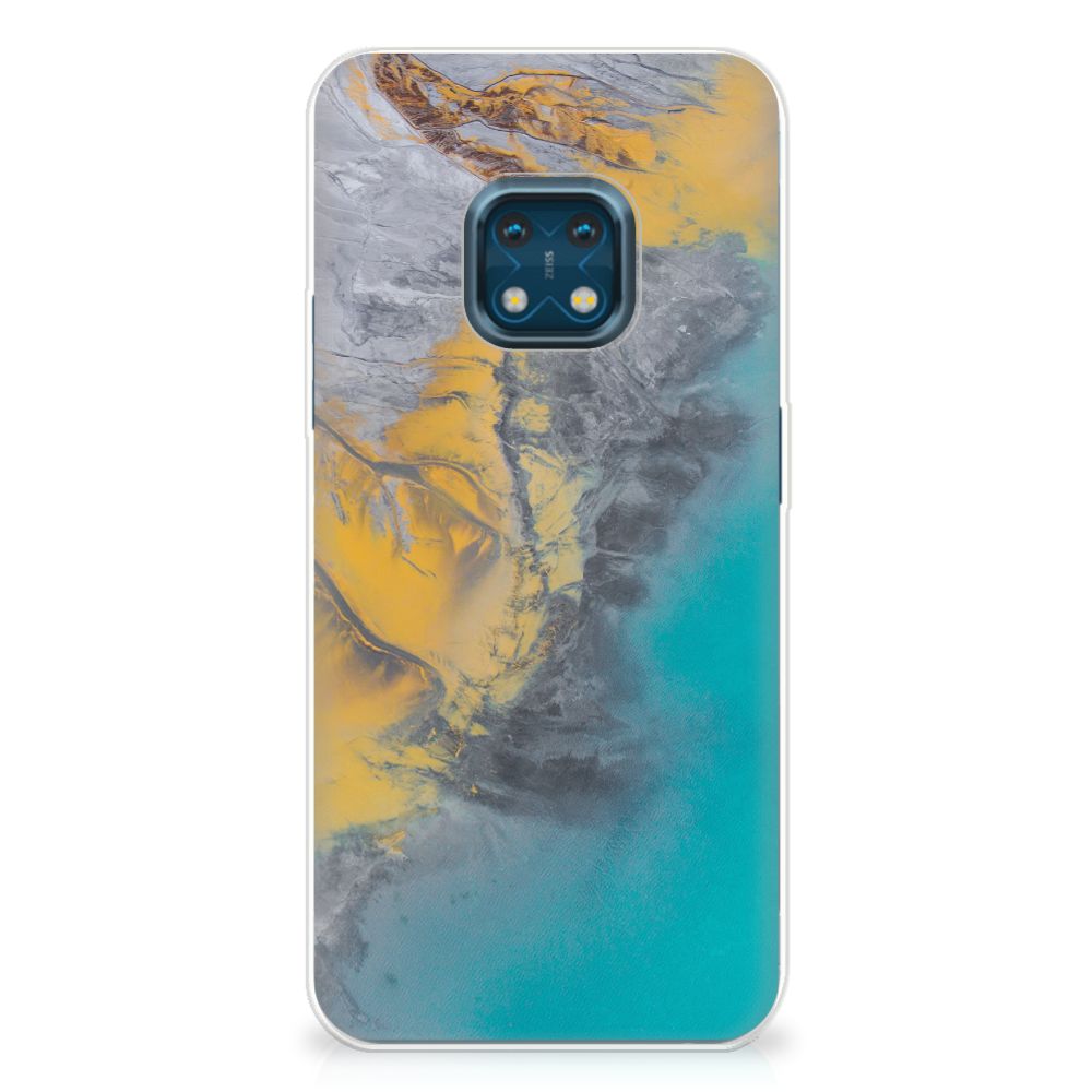 Nokia XR20 TPU Siliconen Hoesje Marble Blue Gold