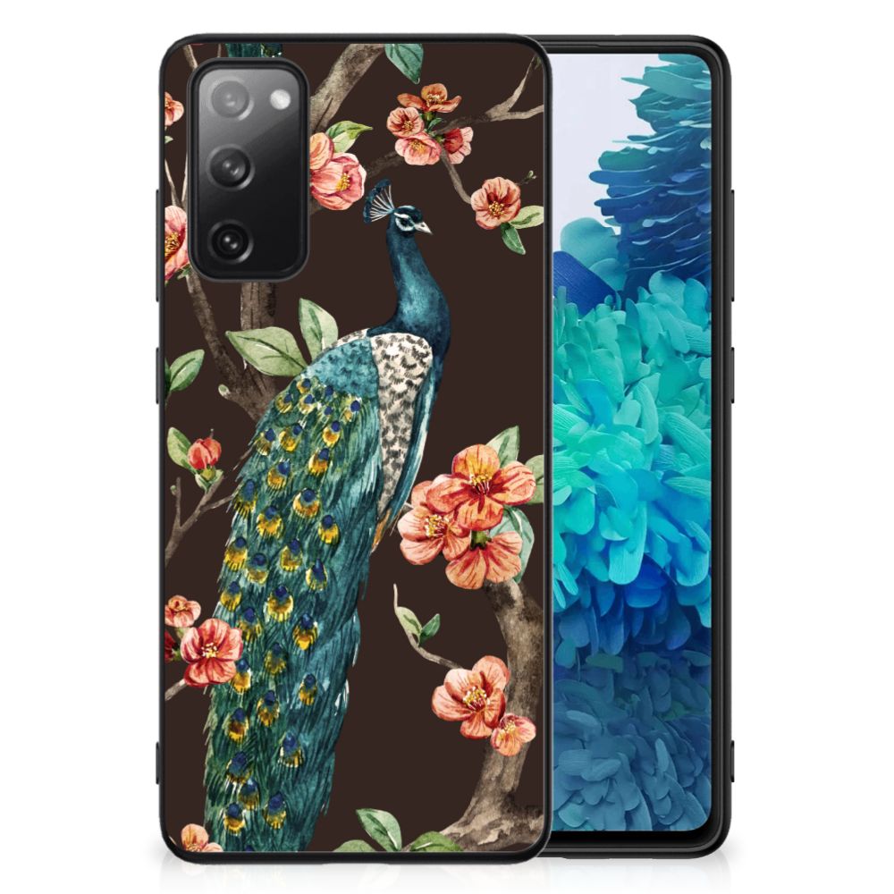 Samsung Galaxy S20 FE Dierenprint Telefoonhoesje Pauw met Bloemen