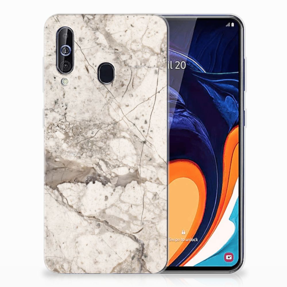 Samsung Galaxy A60 TPU Siliconen Hoesje Marmer Beige