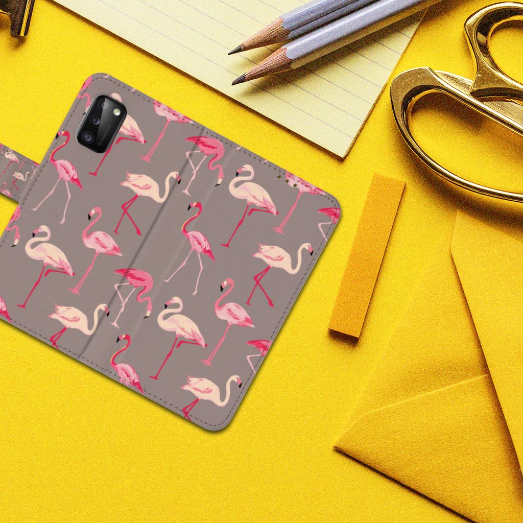Samsung Galaxy A41 Telefoonhoesje met Pasjes Flamingo