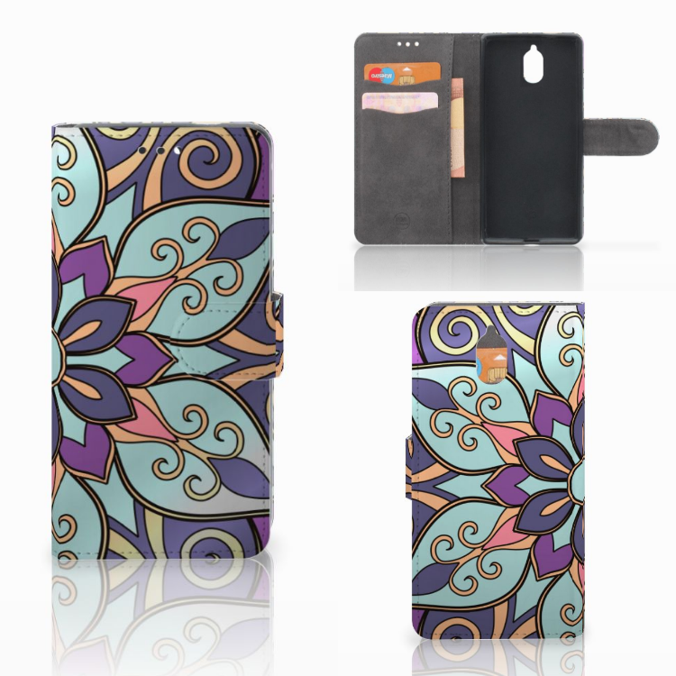 Nokia 3.1 (2018) Hoesje Purple Flower