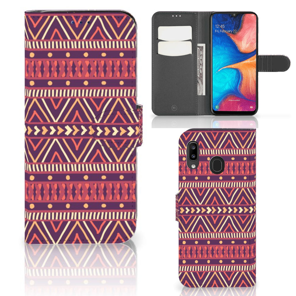 Samsung Galaxy A30 Telefoon Hoesje Aztec Paars