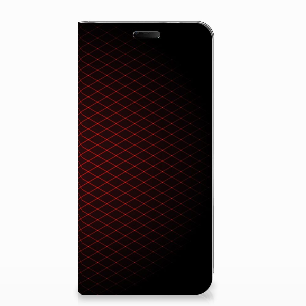 Nokia 7.1 (2018) Hoesje met Magneet Geruit Rood