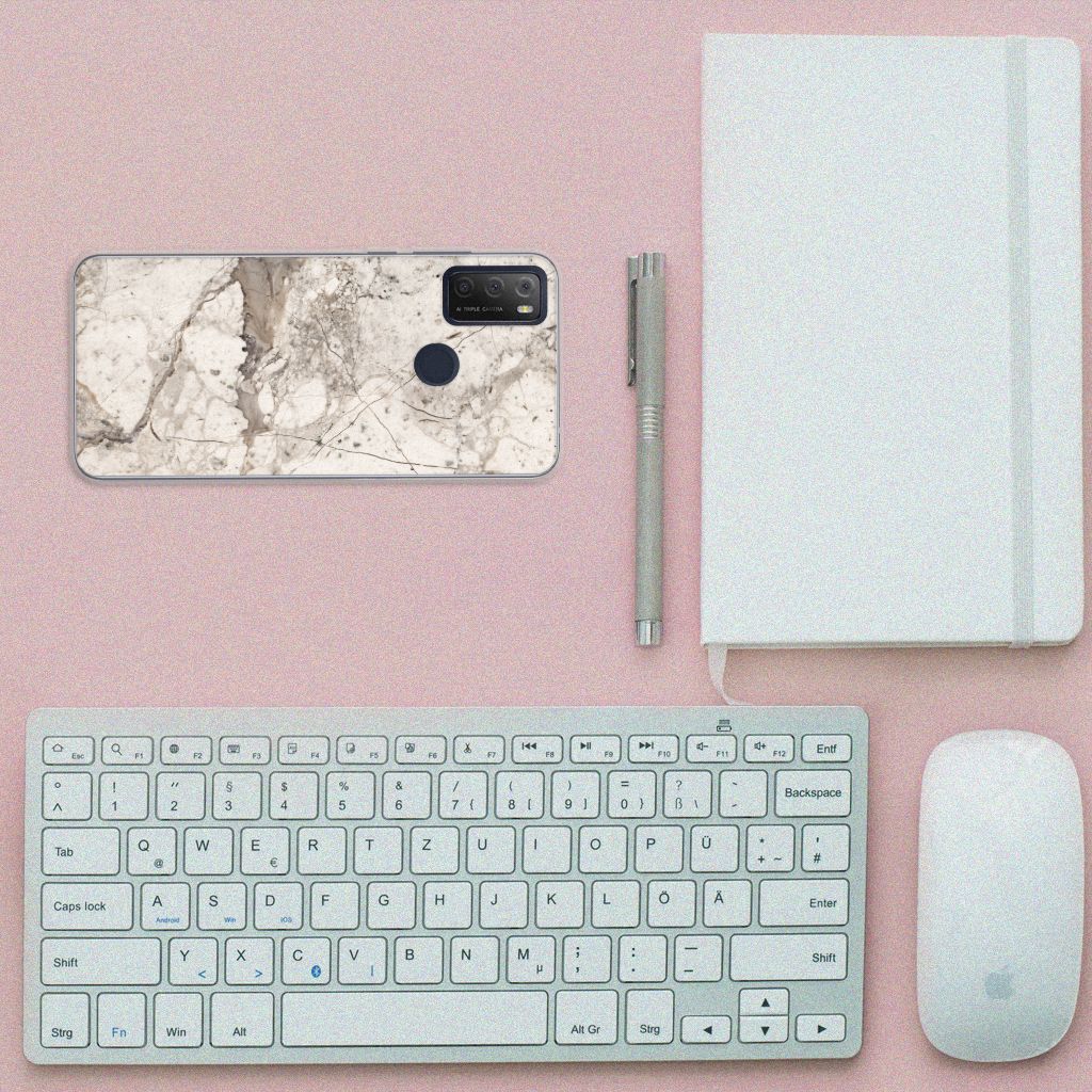Alcatel 1S (2021) TPU Siliconen Hoesje Marmer Beige