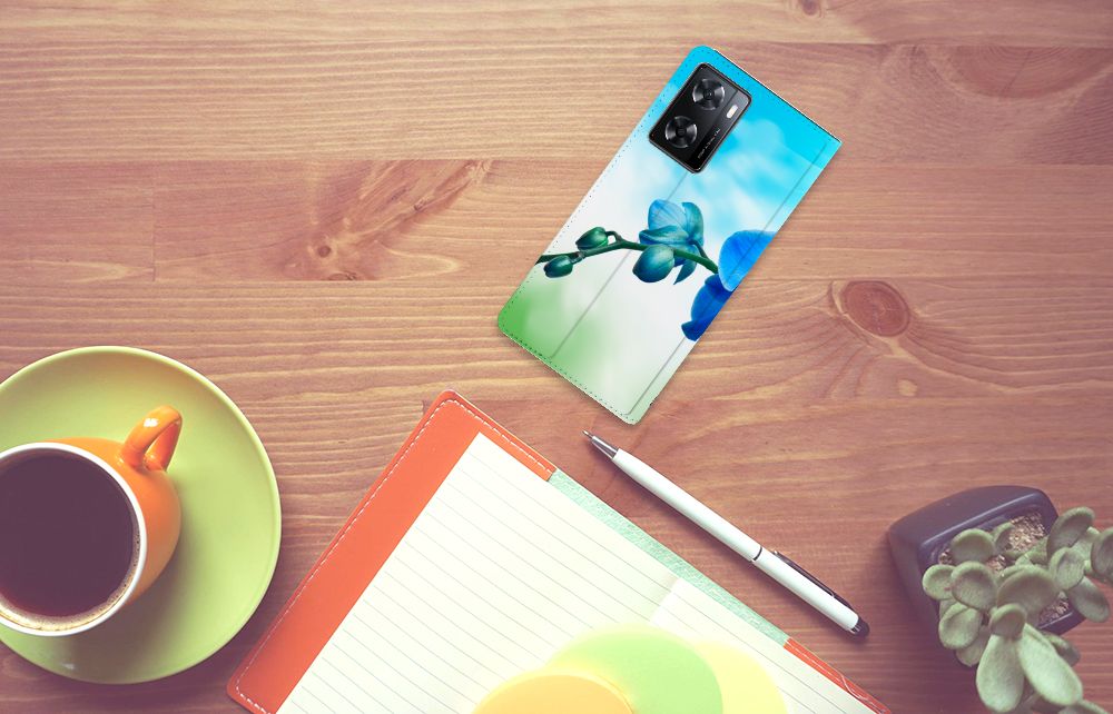 OPPO A57 | A57s | A77 4G Smart Cover Orchidee Blauw - Cadeau voor je Moeder - B2C Telecom