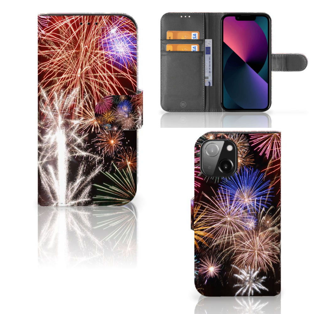 iPhone 13 Mini Wallet Case met Pasjes Vuurwerk
