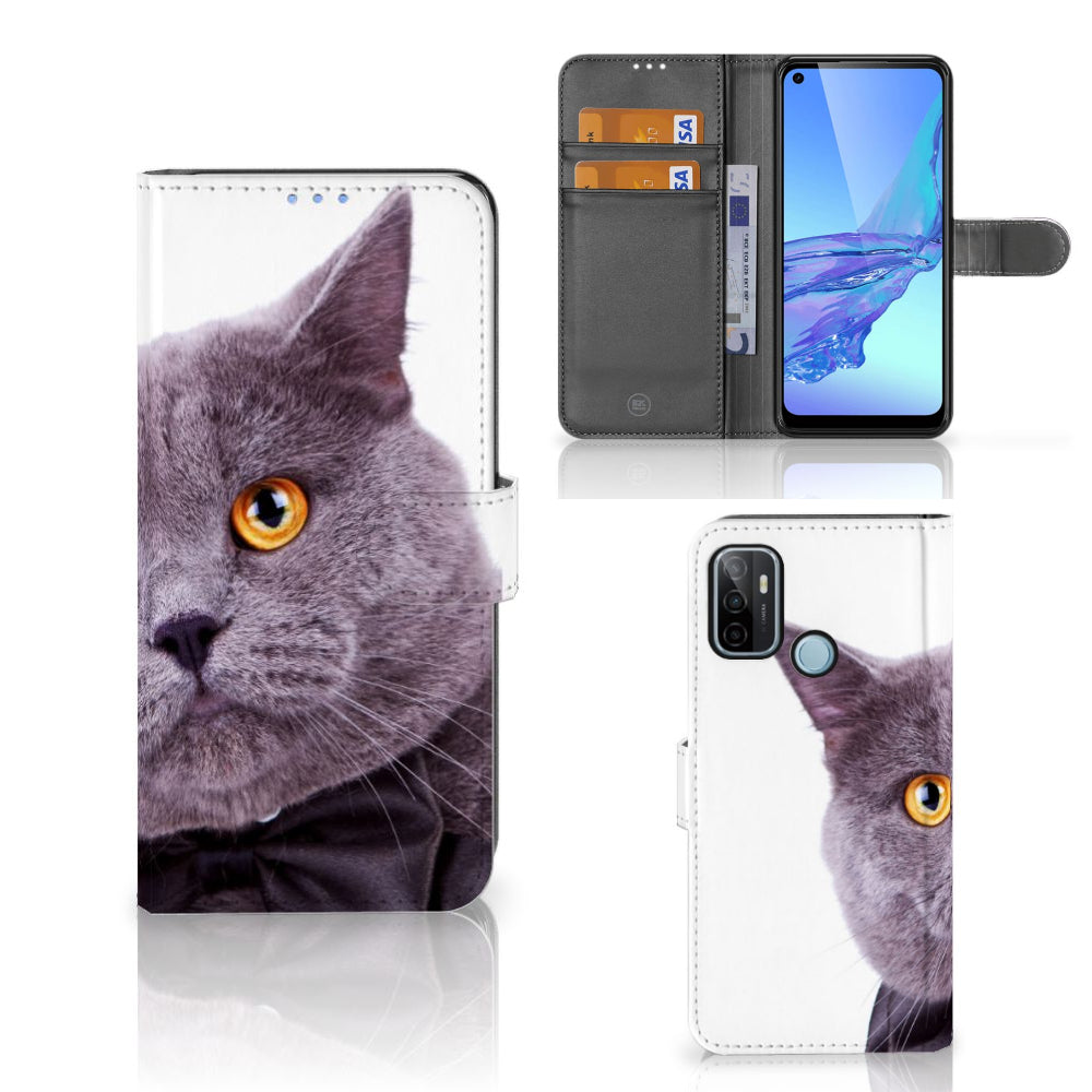 OPPO A53 | OPPO A53s Telefoonhoesje met Pasjes Kat