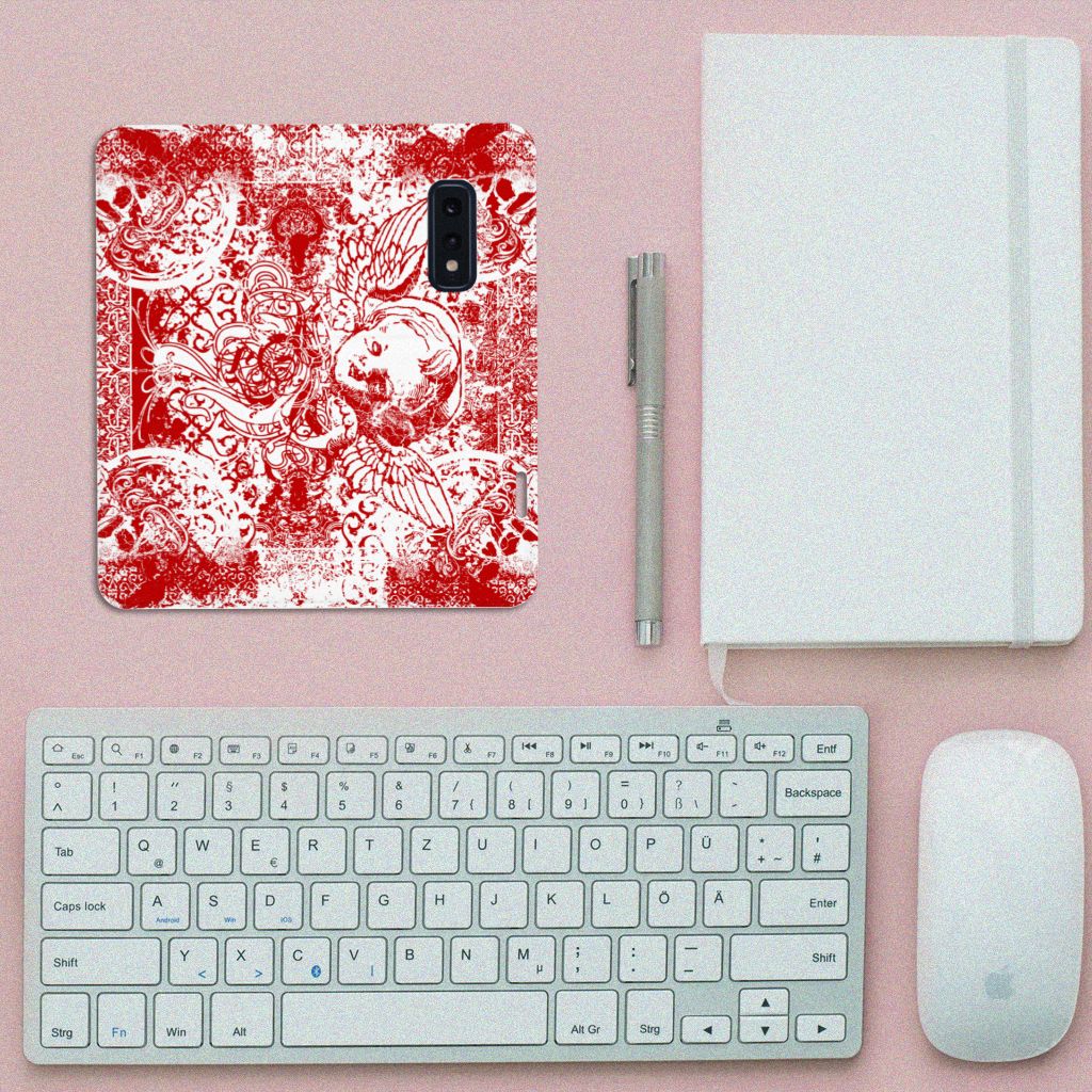 Mobiel BookCase Samsung Galaxy S10e Angel Skull Rood