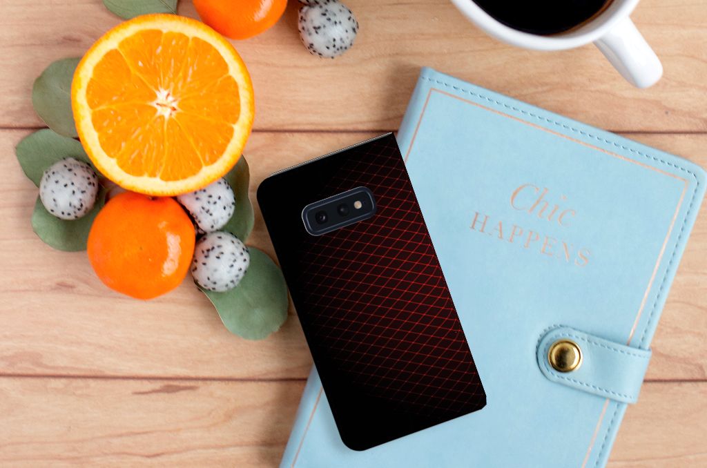 Samsung Galaxy S10e Hoesje met Magneet Geruit Rood
