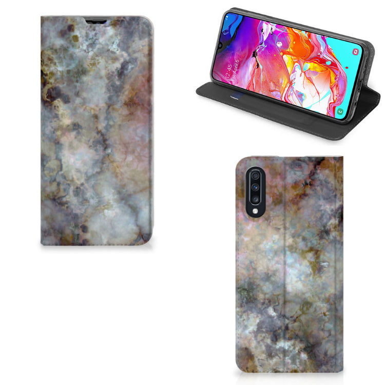 Samsung Galaxy A70 Standcase Marmer Grijs