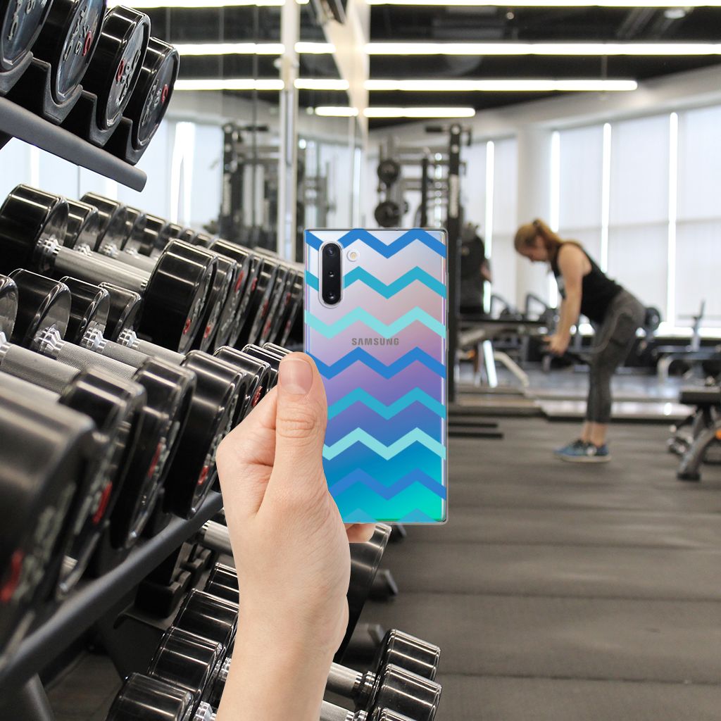 Samsung Galaxy Note 10 TPU bumper Zigzag Blauw