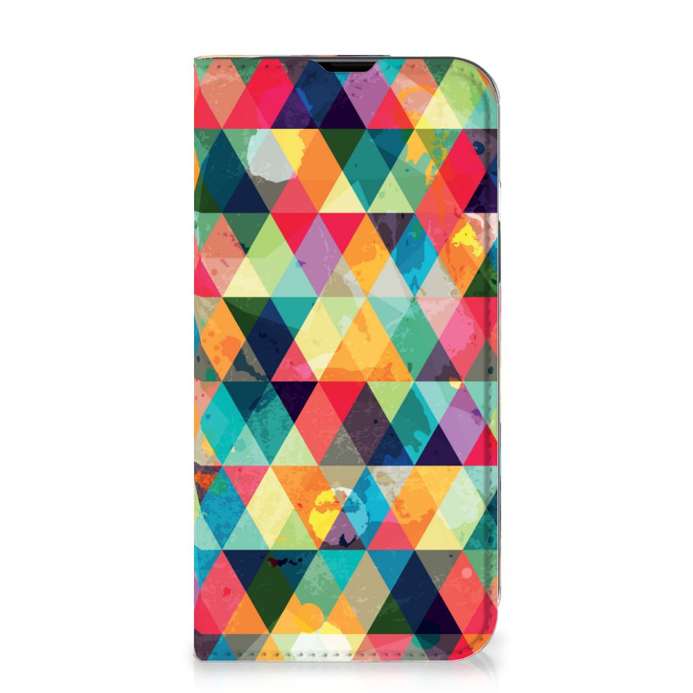 iPhone 14 Hoesje met Magneet Geruit - B2C Telecom