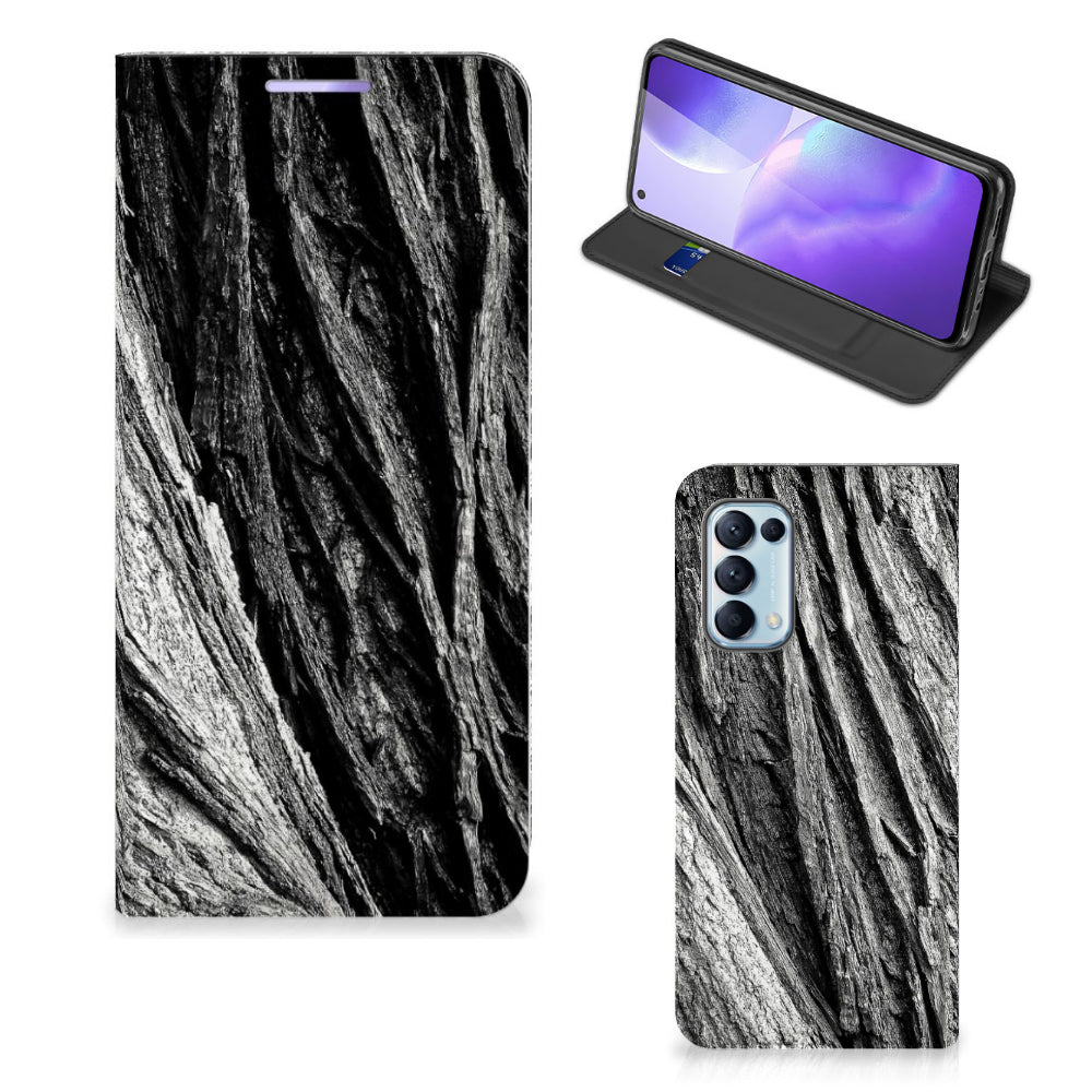 Book Wallet Case OPPO Find X3 Lite Boomschors Grijs