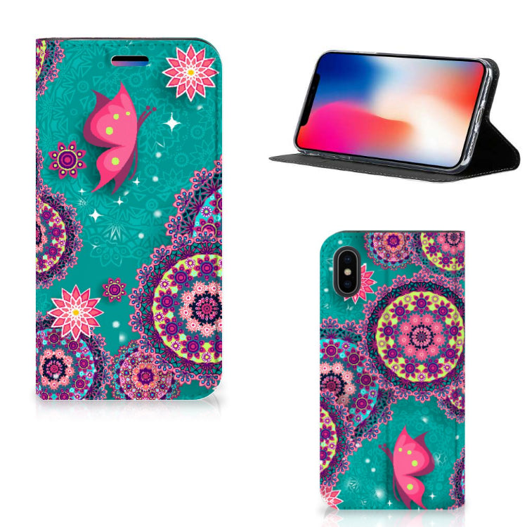 Apple iPhone X | Xs Bookcase Cirkels en Vlinders